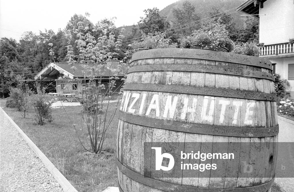 The Enzian Hut in Rottach-Eggern, 1971 (b/w photo)