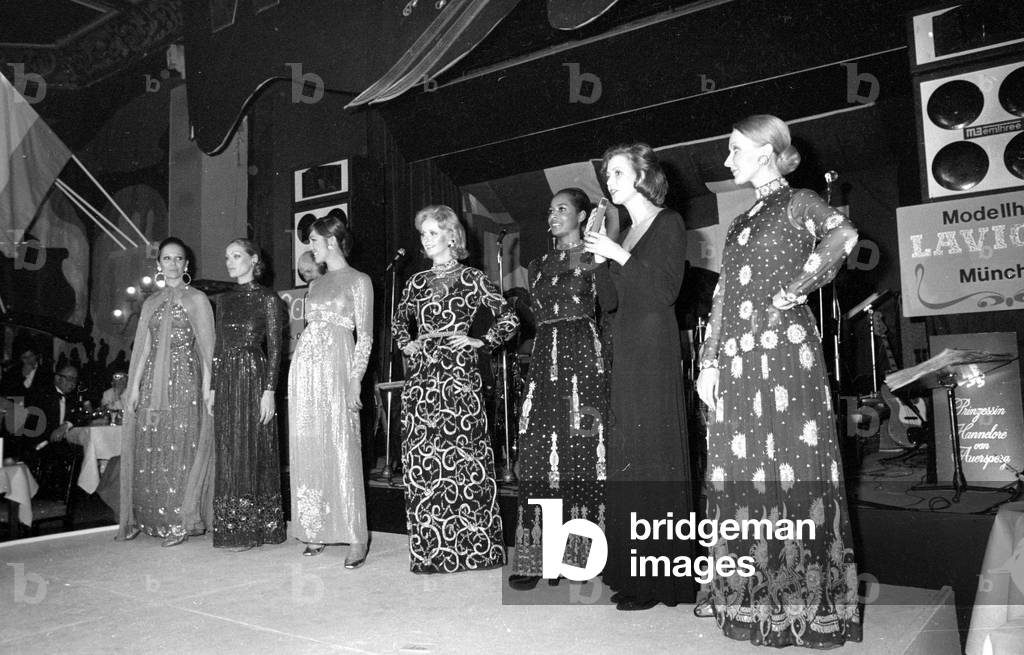Fashion show in Switzerland, 1974 (b/w photo)