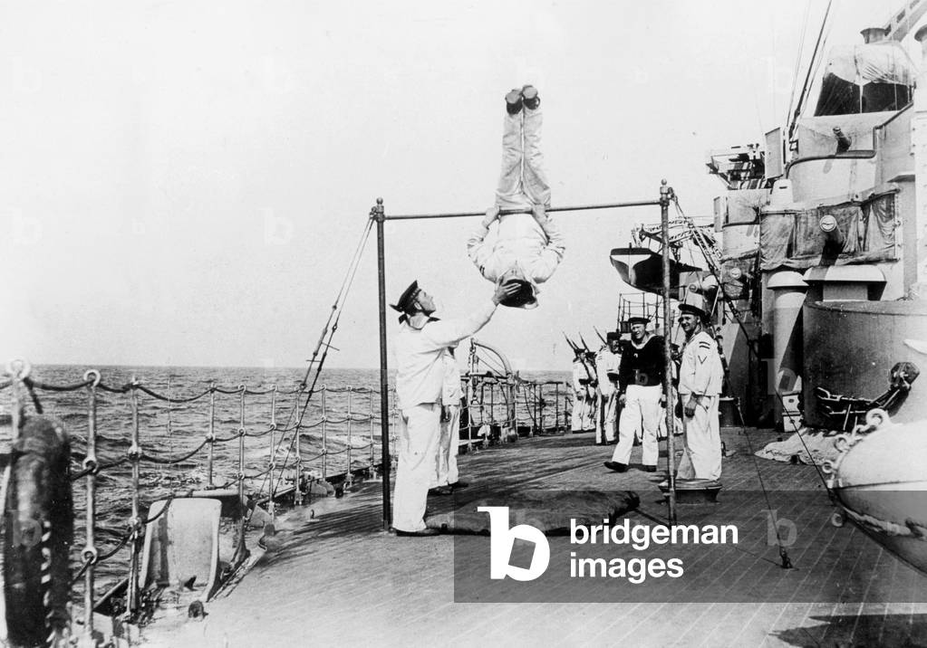 German High Seas Fleet in the First World War in the port (b/w photo)