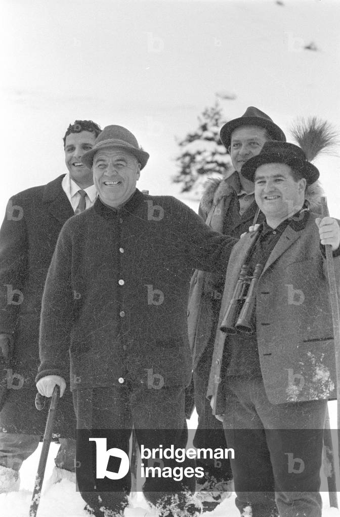 Prime Minister Ion Gheorghe Maurer hunting chamois,1965 (b/w photo)