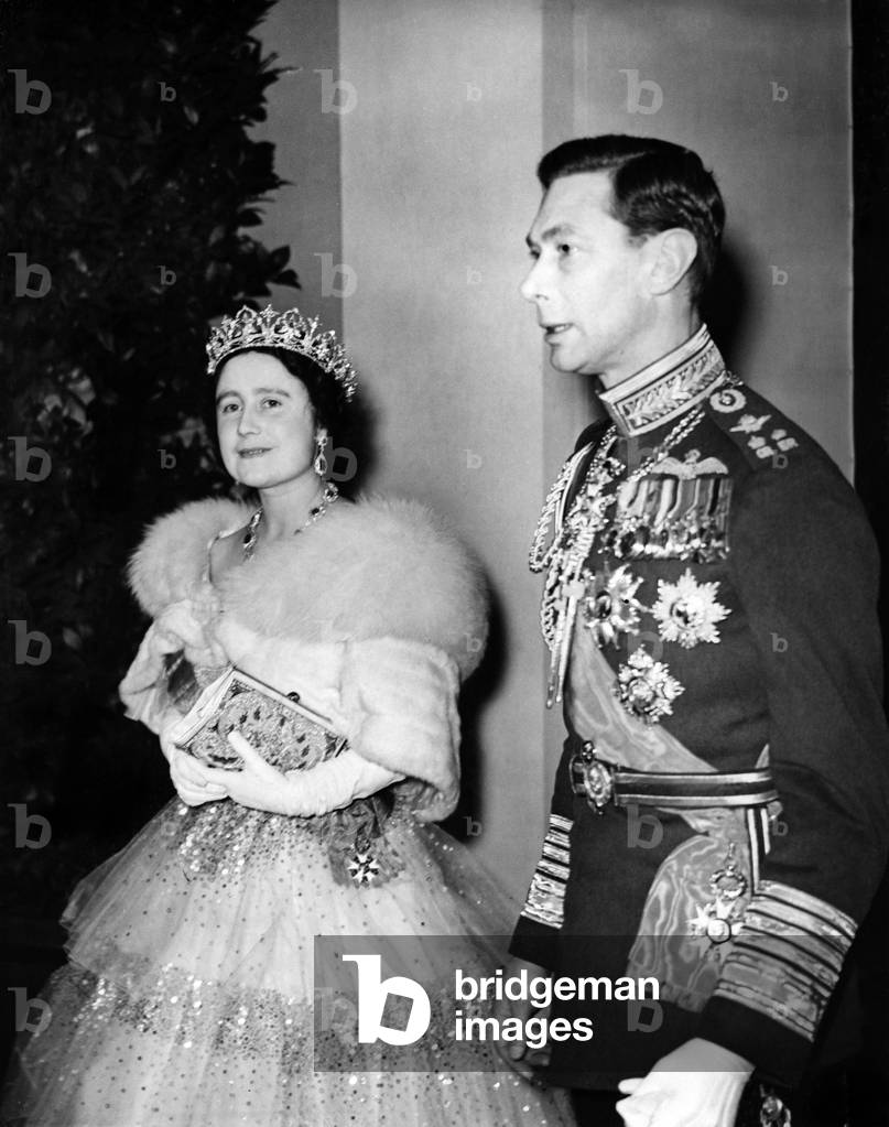 Queen Elizabeth and King George VI at the London Opera, 1939 (b/w photo)