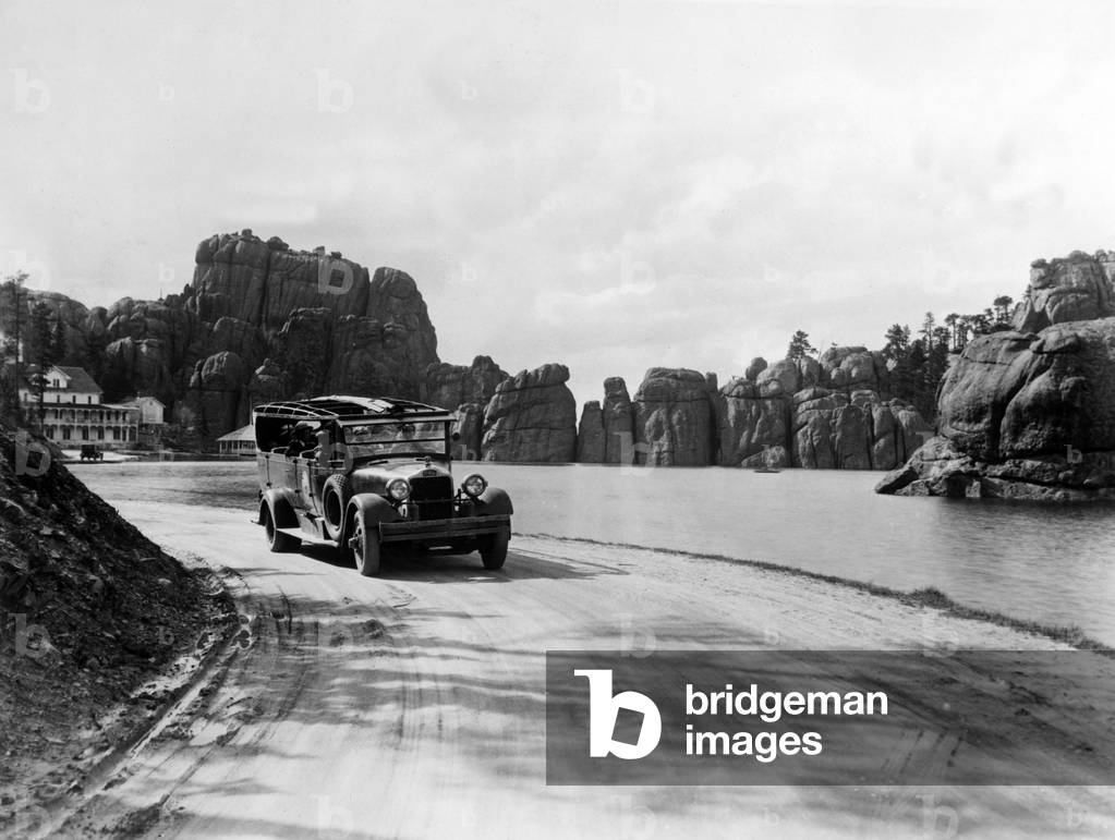 Minibus at the Black Hills, 1927 (b/w photo)