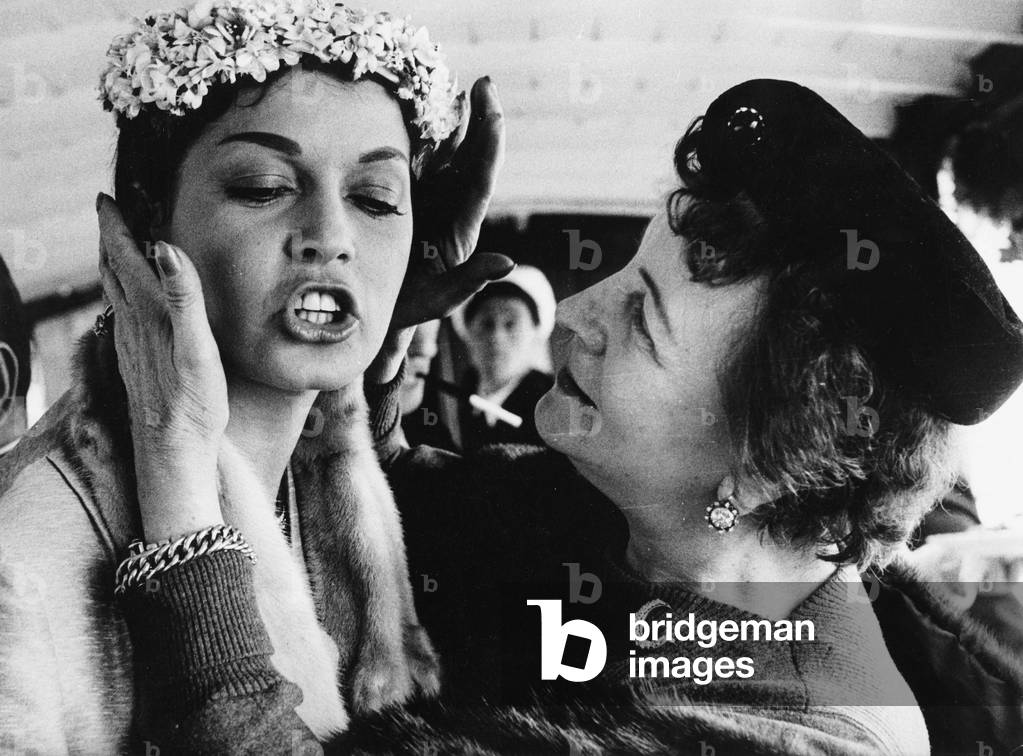 Eva Bartok on the day of her wedding with Curd Jürgens, 1955 (b/w photo)