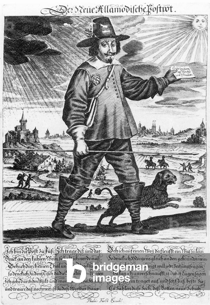 Historical image of a postman (b/w photo)