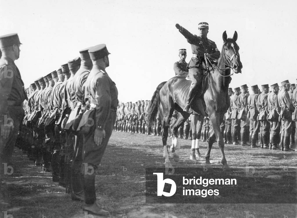 Dietrich von Jagow at the inspection of SA-associations in Berlin, 1934 (b/w photo)
