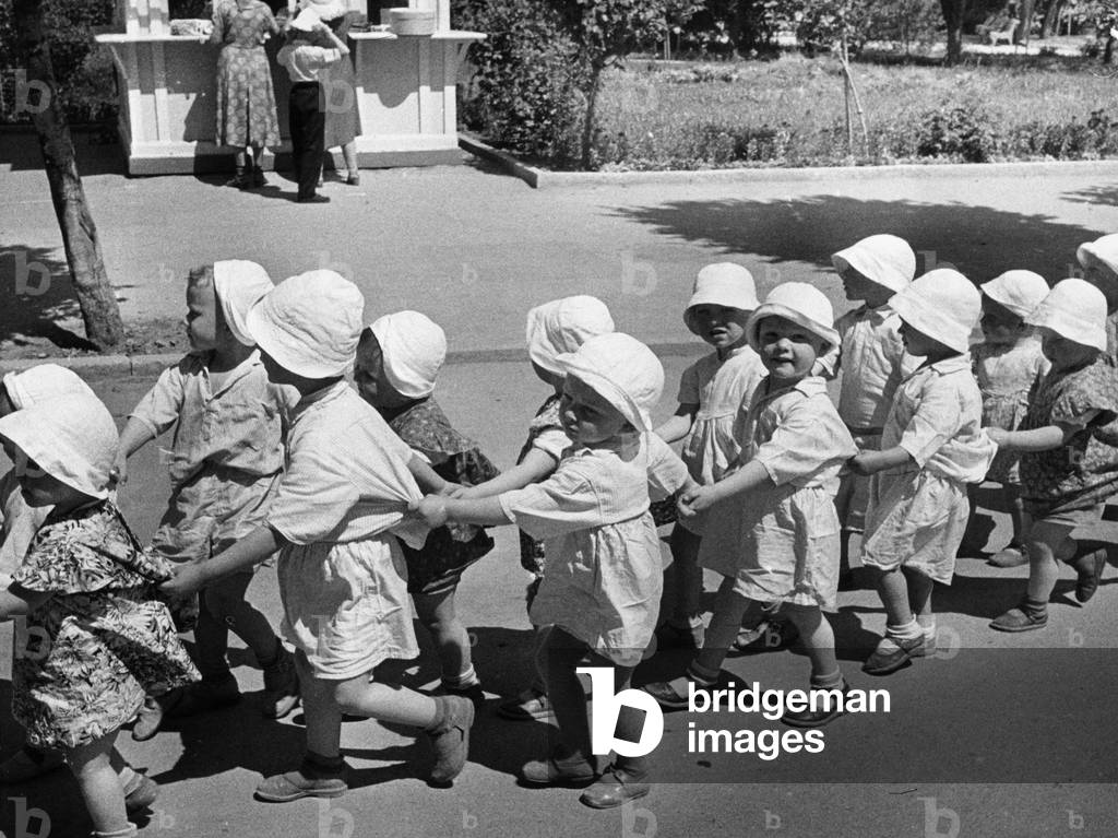 Kindergarten children in the USSR, 1960 (b/w photo)