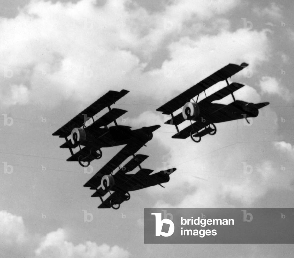German Fokker triplanes in World War I (b/w photo)