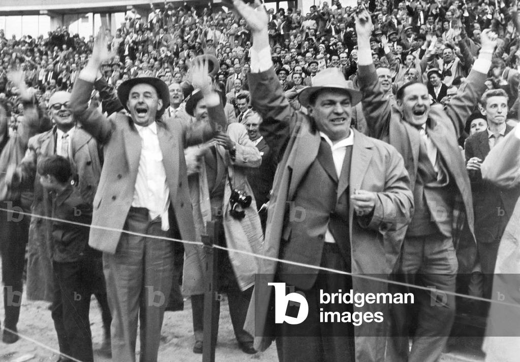 1958 Football World Cup in Sweden (b/w photo)