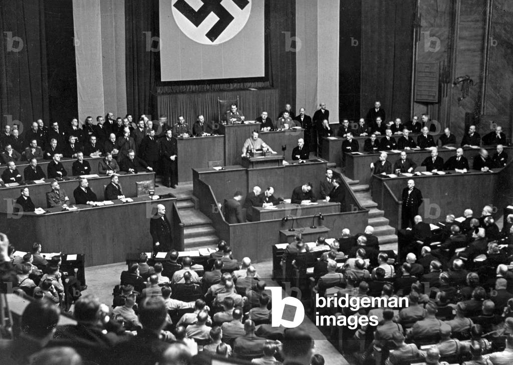 Adolf Hitler during the Reichstag session on 23/03/1933 (b/w photo)