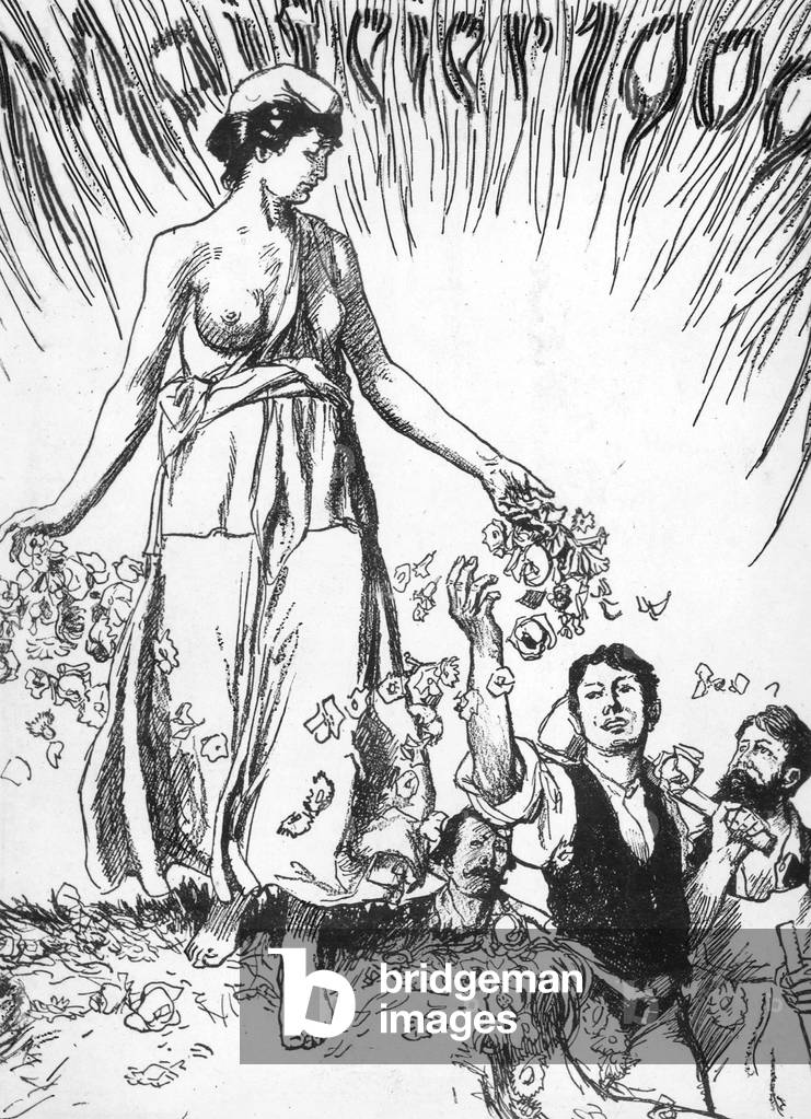 Front page of a May newspaper, 1909 (b/w photo)