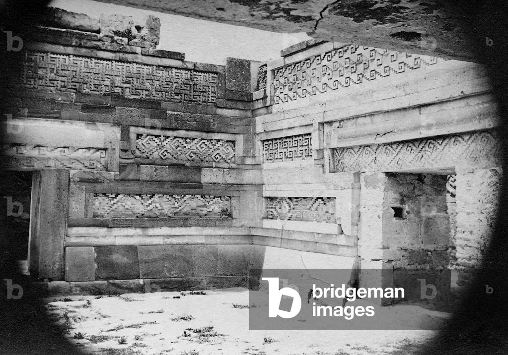 Courtyard of the Zapotec ruins at Mitla, 1924 (b/w photo)