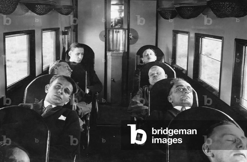Passengers in sleeping seats, 1926 (b/w photo)