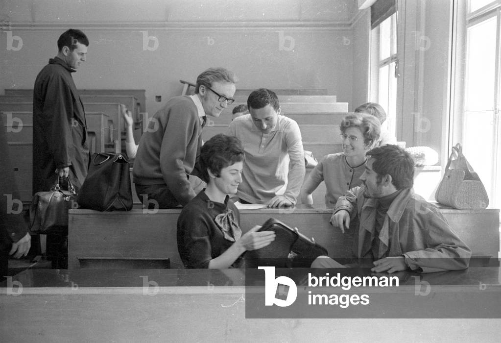 Students in Prague, 1968 (b/w photo)