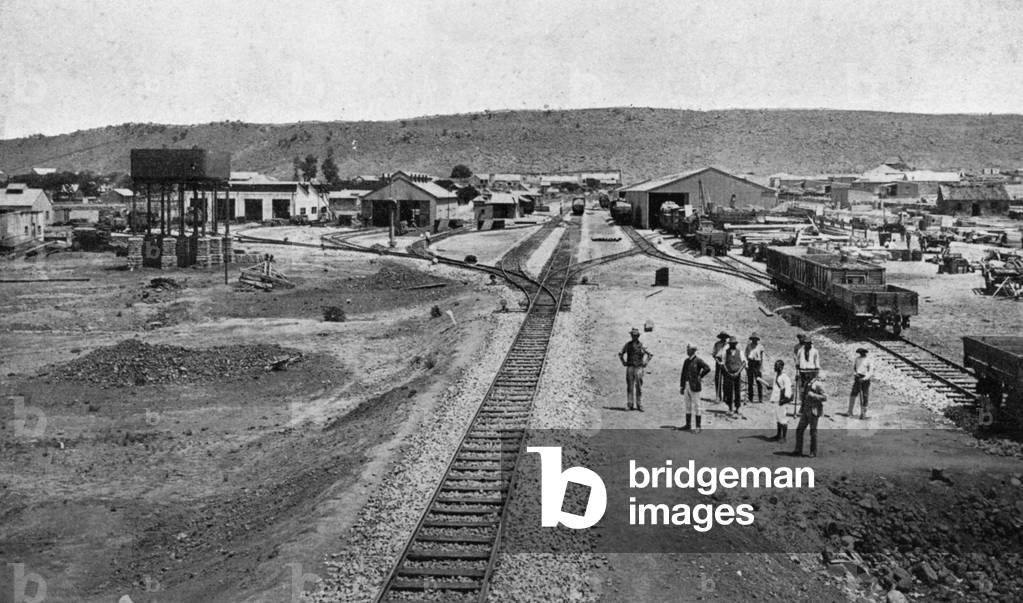 The railway station of Ladysmith in the British colony of Natal, 1899 (b/w photo)
