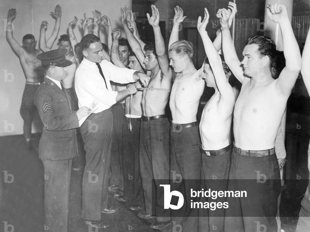 American recruits are being examined, 1935 (b/w photo)