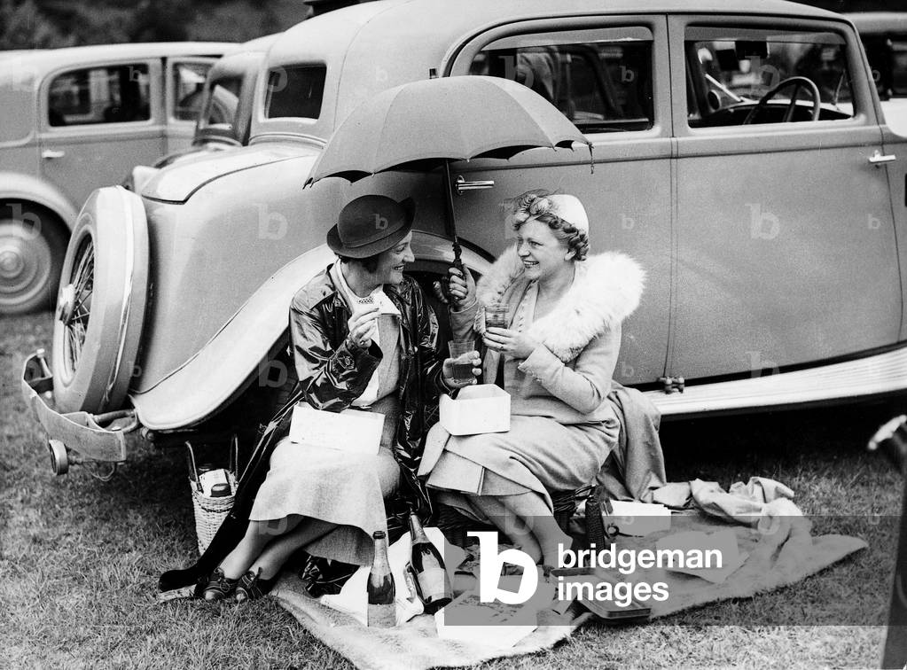 Ladies at a picnic, 1936 (b/w photo)