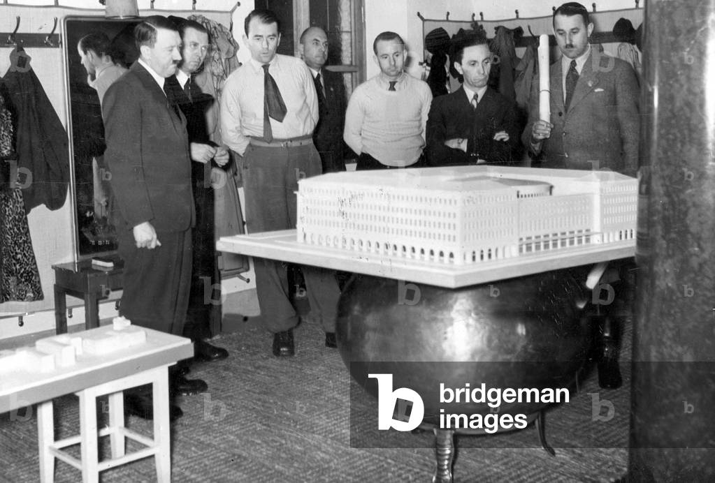 Hitler visits the house of tourism in Berchtesgaden (b/w photo)