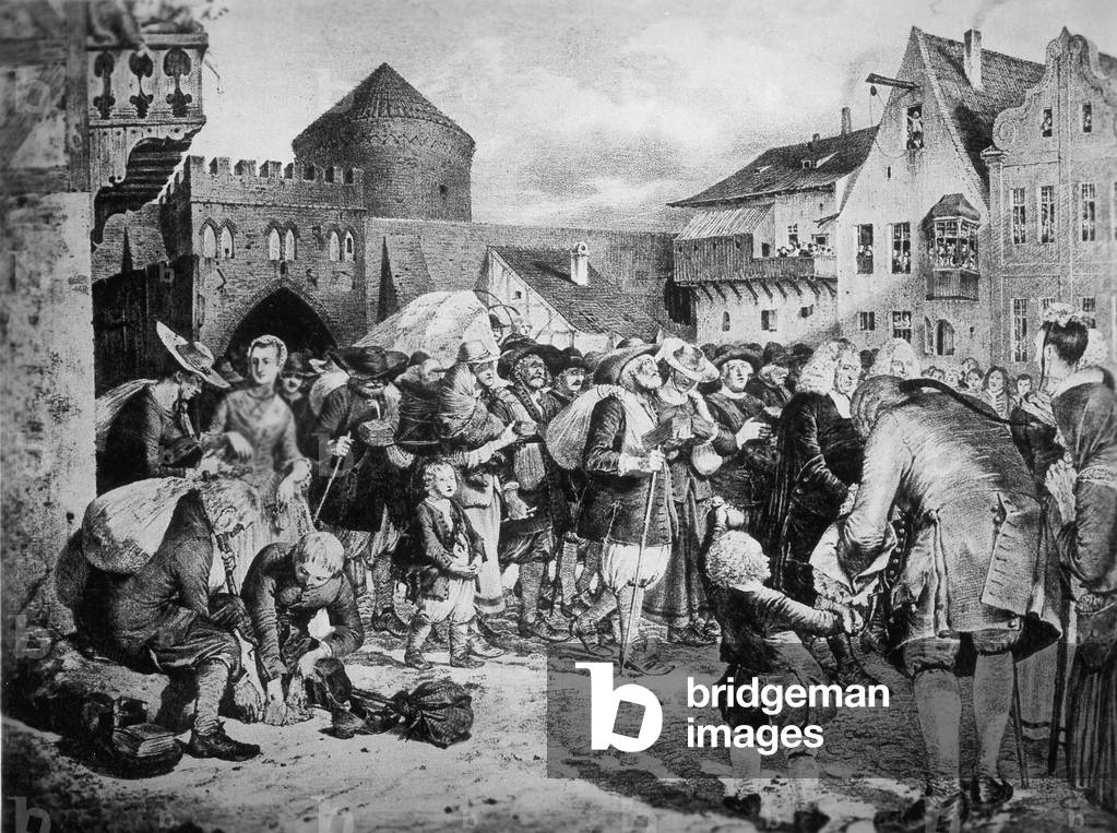 The settlement of Protestants from Salzburg in Prussia, 1731/1732 (b/w photo)