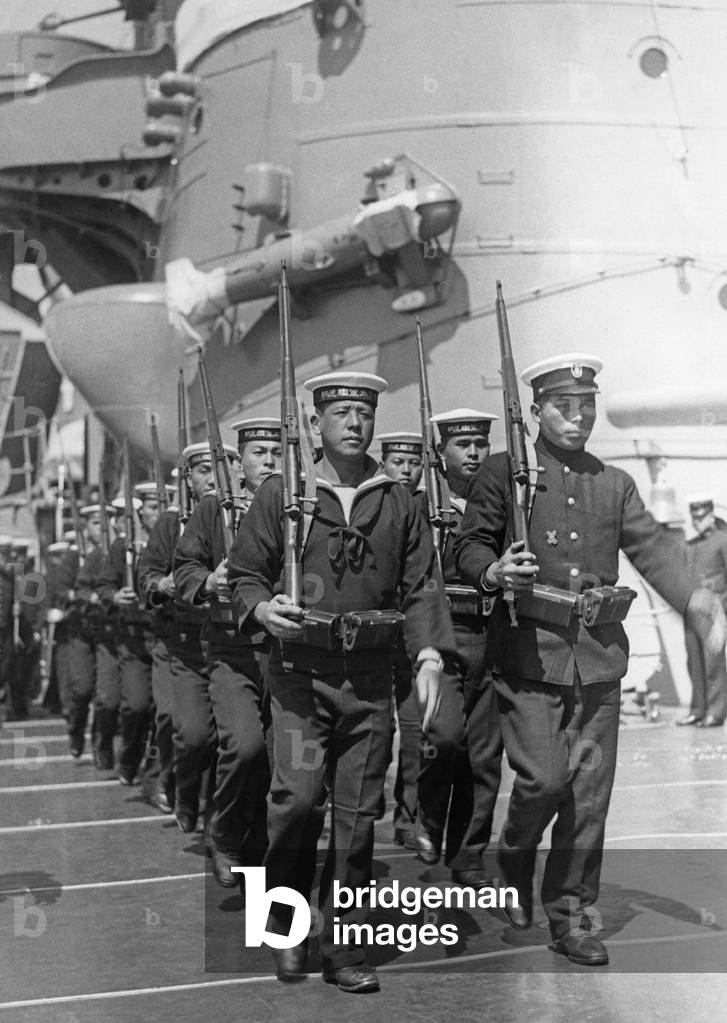 Japanese sailors on deck, 1930s (b/w photo)