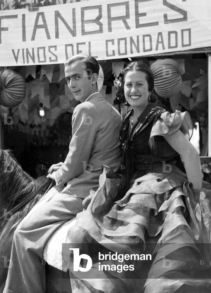 A couple on an Andalusian Festival (b/w photo)