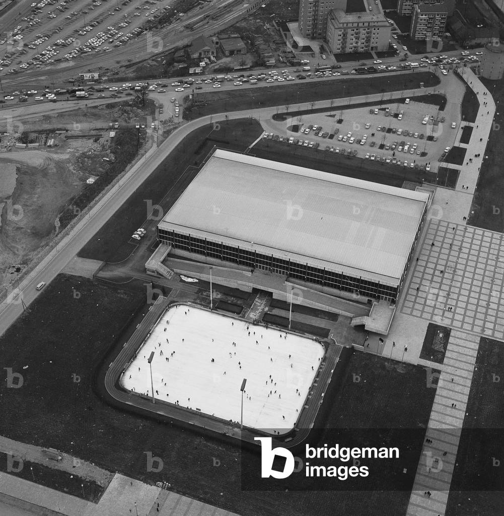 Olympia Eishalle in Munich, 1960s (b/w photo)