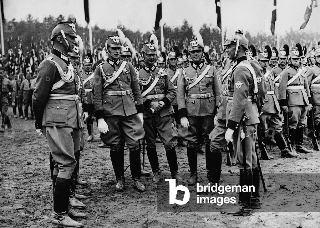 Police officers on the Nuremberg Rally in Nuremberg, 1937 (b/w photo)
