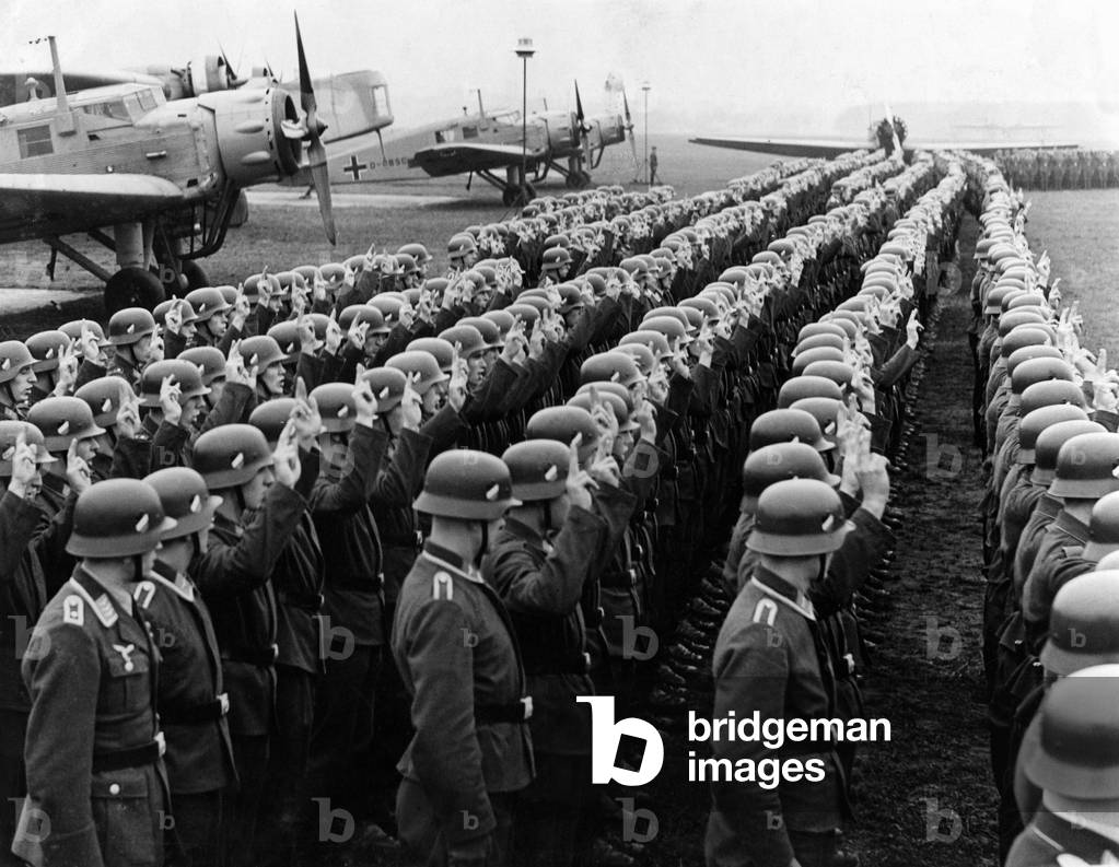 Swearing-in of Luftwaffe recruits, 1937 (b/w photo)