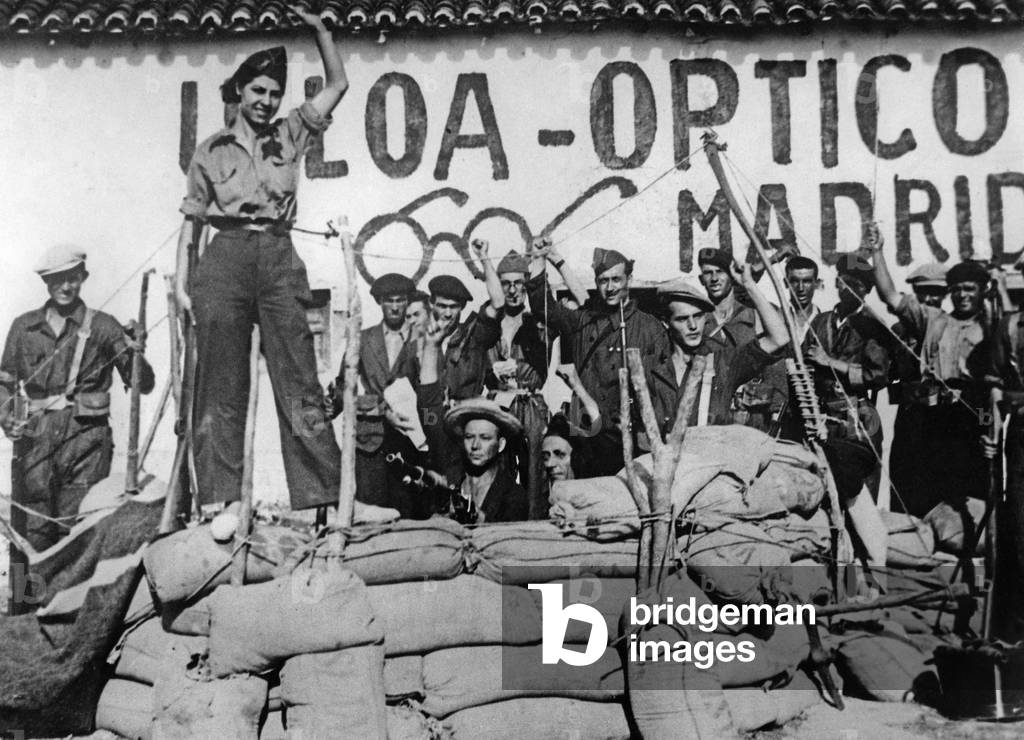 Republican sandbag barrier in Madrid, 1936