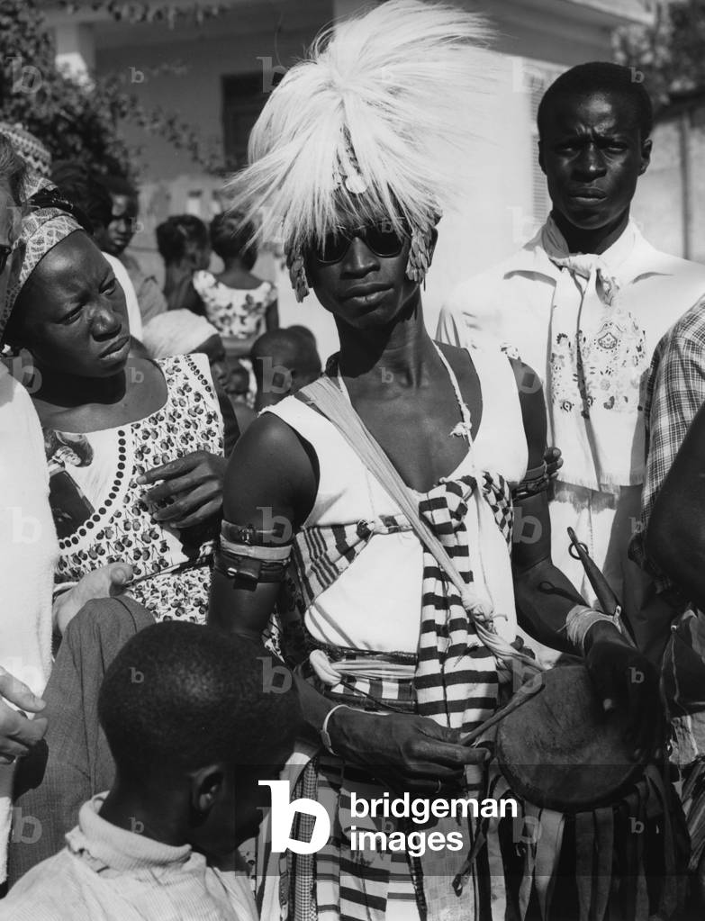 African dancer in Dakar, 1950s (b/w photo)