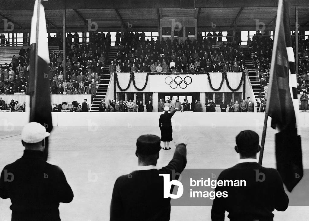 Opening of the Olympic ice stadium in Garmisch-Partenkirchen, 1934 (b/w photo)