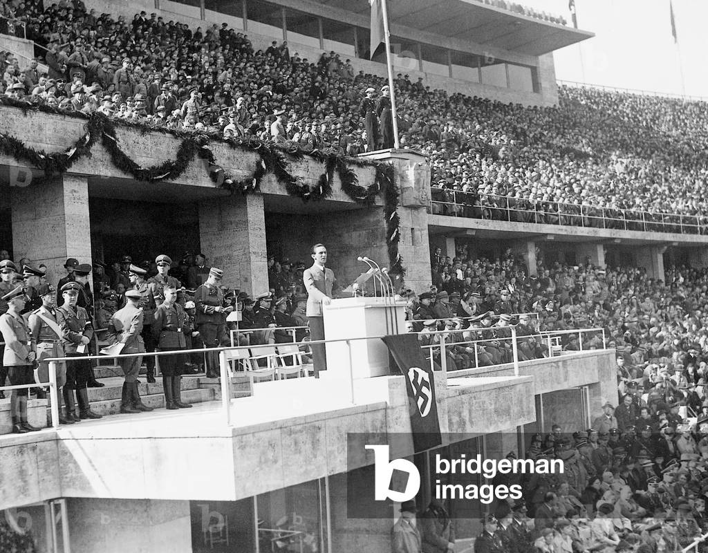 Joseph Goebbels at the May Day rally, 1937 (b/w photo)