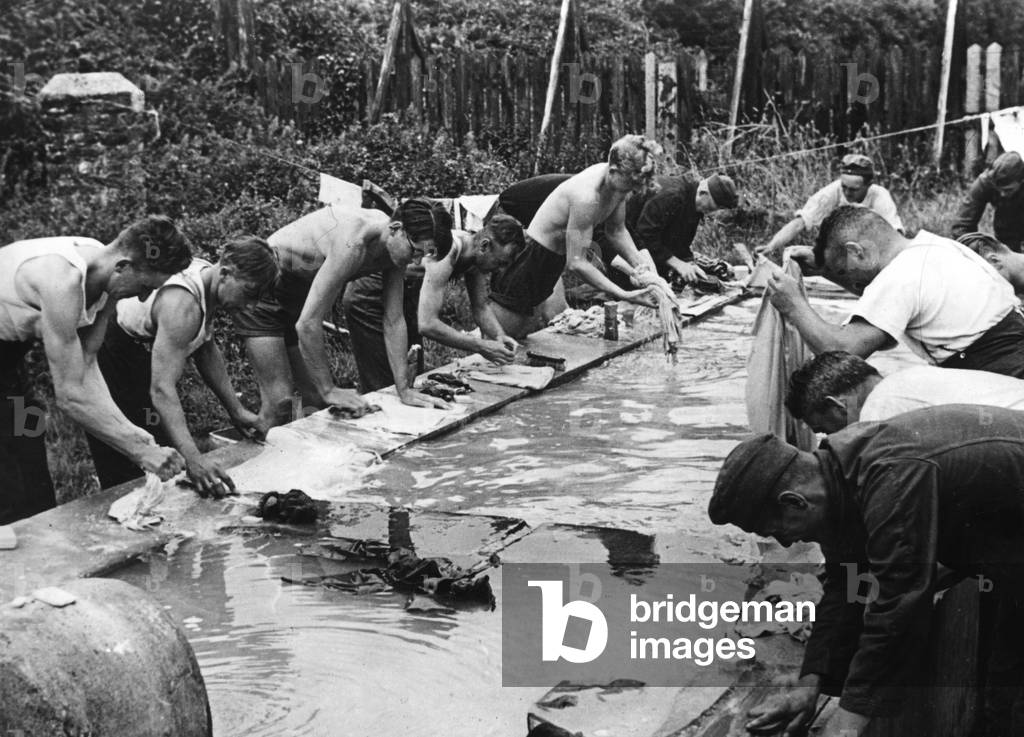 Garrison of a German coastal fortification on the Atlantic Wall (b/w photo)