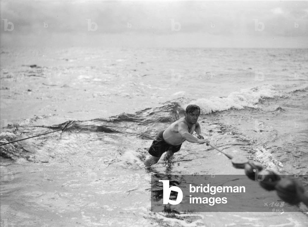 German U-boat on enemy ride in the Second World War (b/w photo)