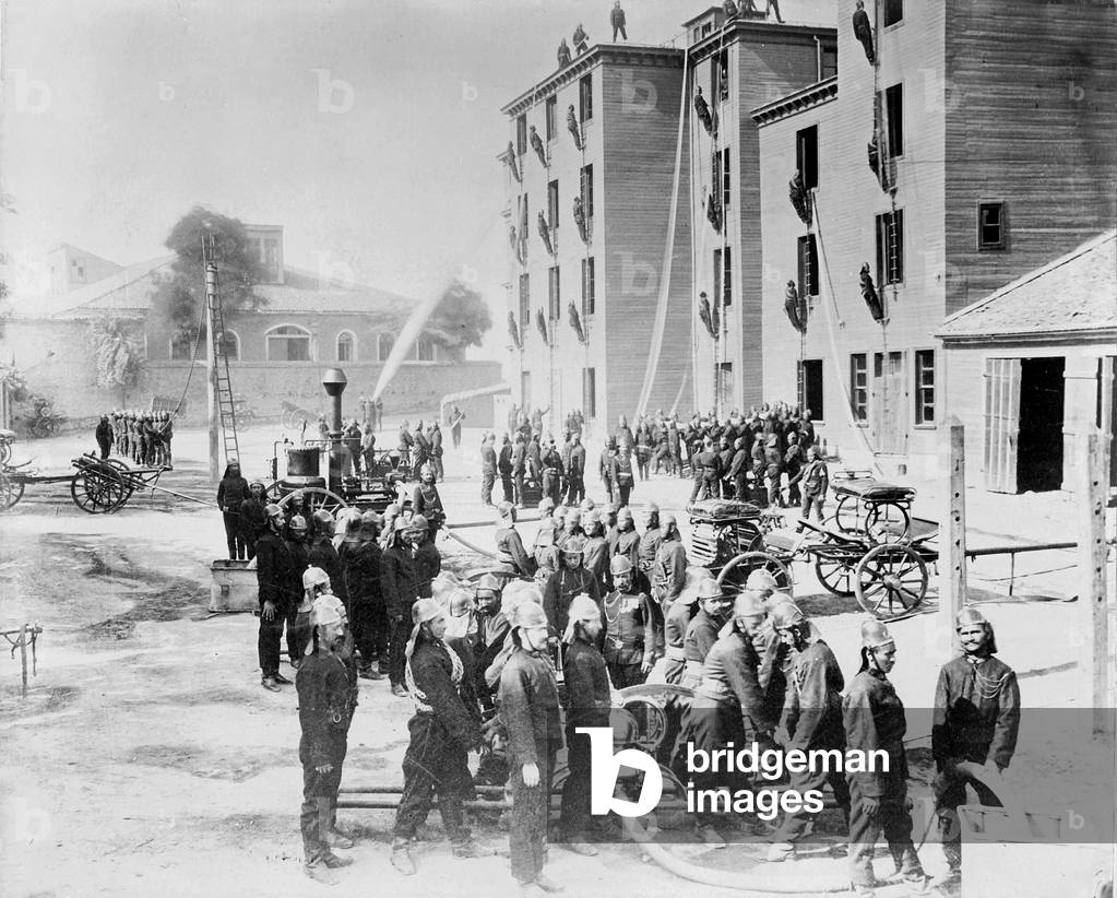 Fire drill in Constantinople, 1929 (b/w photo)