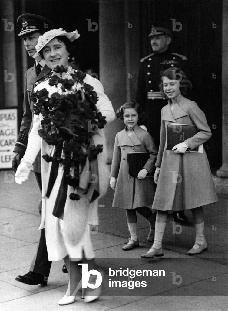 Elizabeth II at the Coronation Royal Tournament, 1937 (b/w photo)
