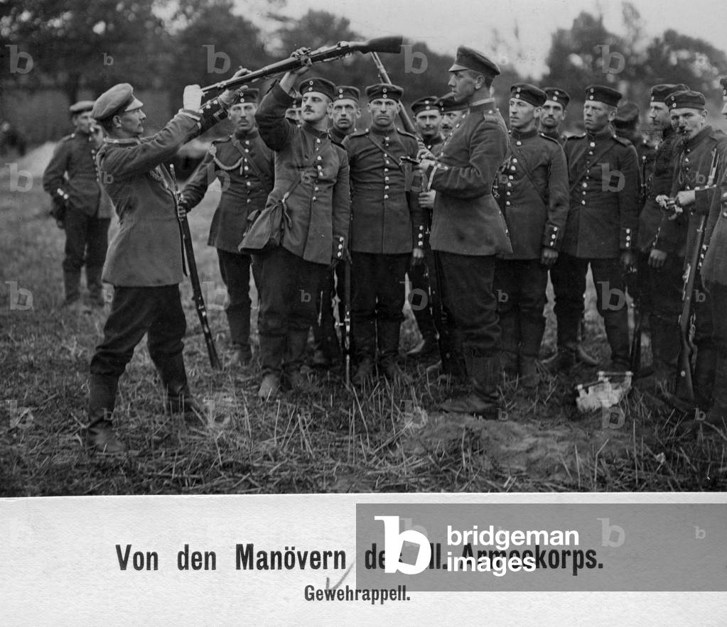 Rifle inspection, 1912 (b/w photo)