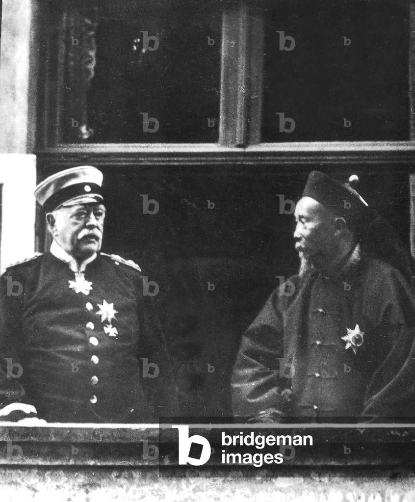 Otto von Bismarck and Li Hung Chang at Castle Friedrichsruh (b/w photo)