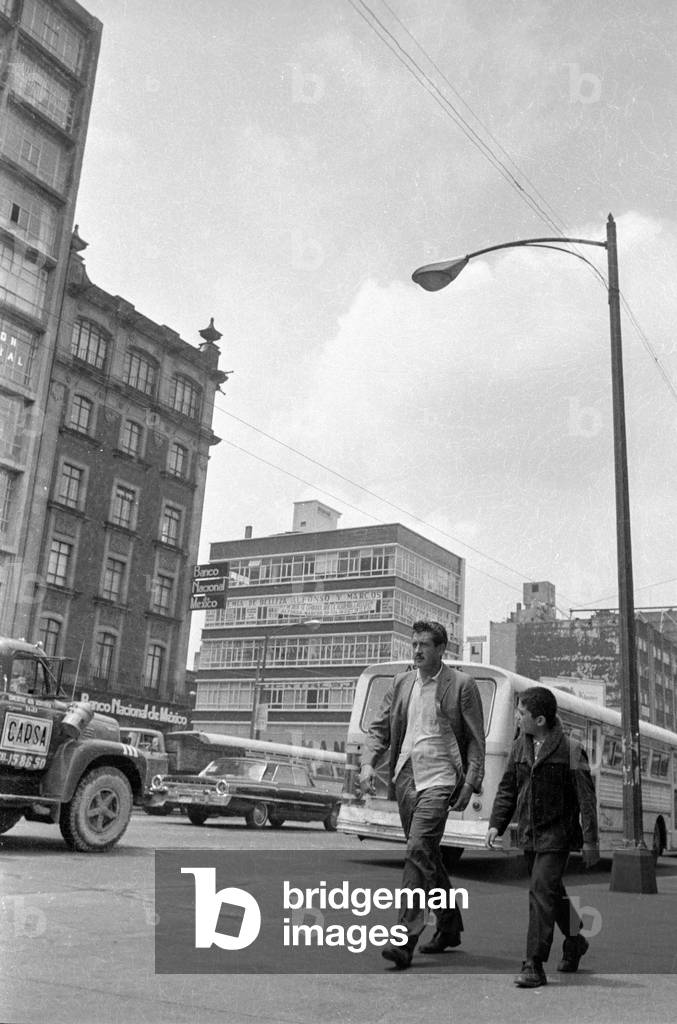 Street scene in Mexico City, 1970 (b/w photo)