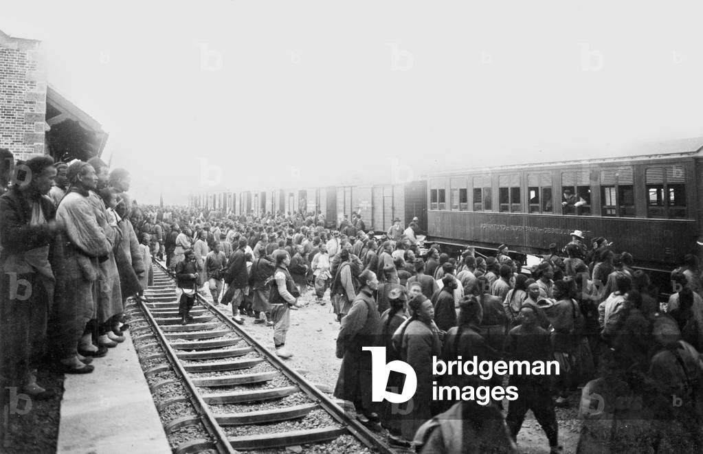 The railway station in Qingdao, 1904 (b/w photo)