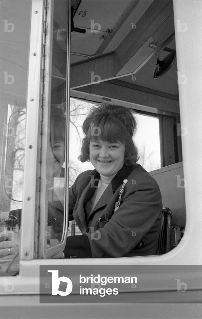 Tram drivers in Munich, 1964 (b/w photo)
