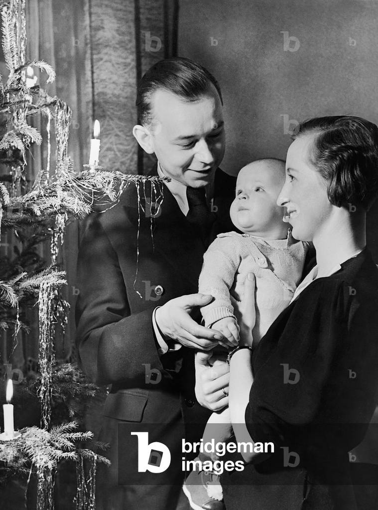 Family at Christmas, 1937 (b/w photo)
