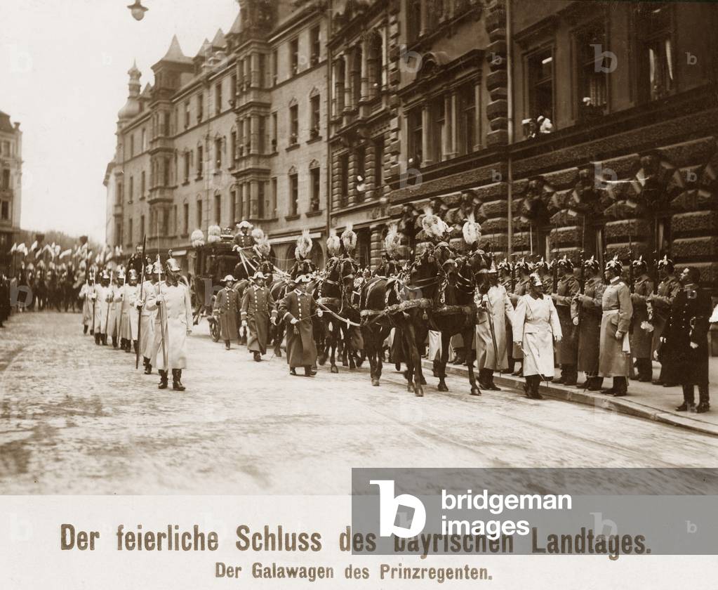 Prince REgent Luitpold on his way to the Bavarian Parliament (b/w photo)
