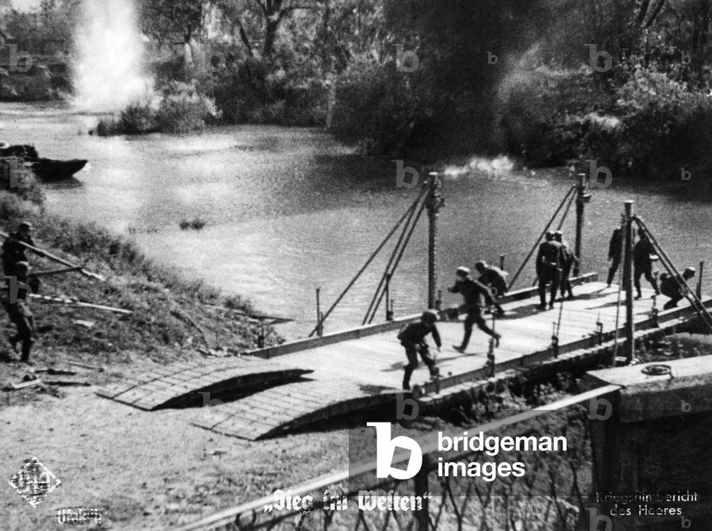 German pioneers build a bridge in France, 1940