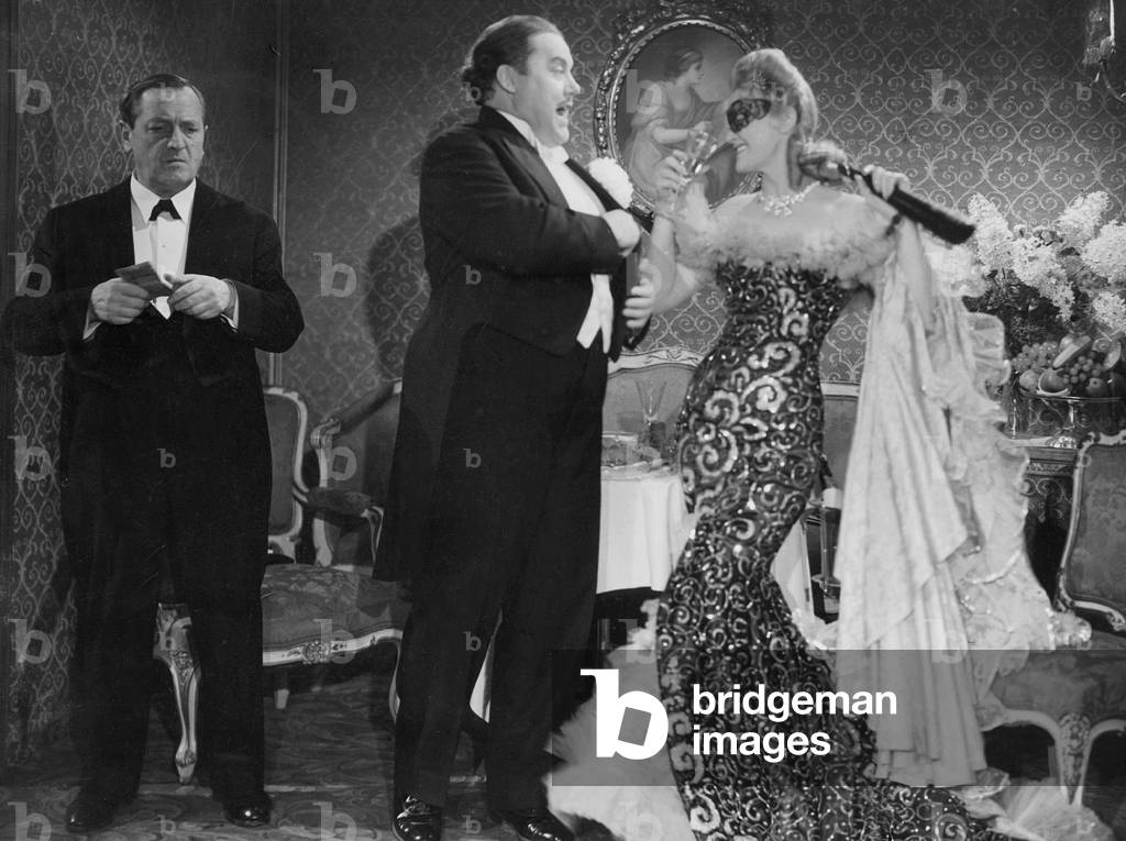 Hans Moser, Will Dohm and Marte Harell in 'Opera Ball', 1939 (b/w photo)