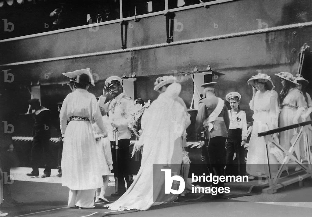 Czar Nicholas II in Romania, 1914 (b/w photo)