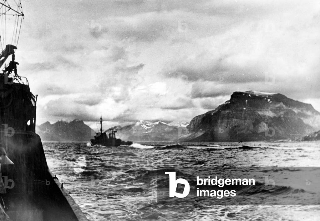 Norway Campaign: Battle of Narvik, 1940 (b/w photo)