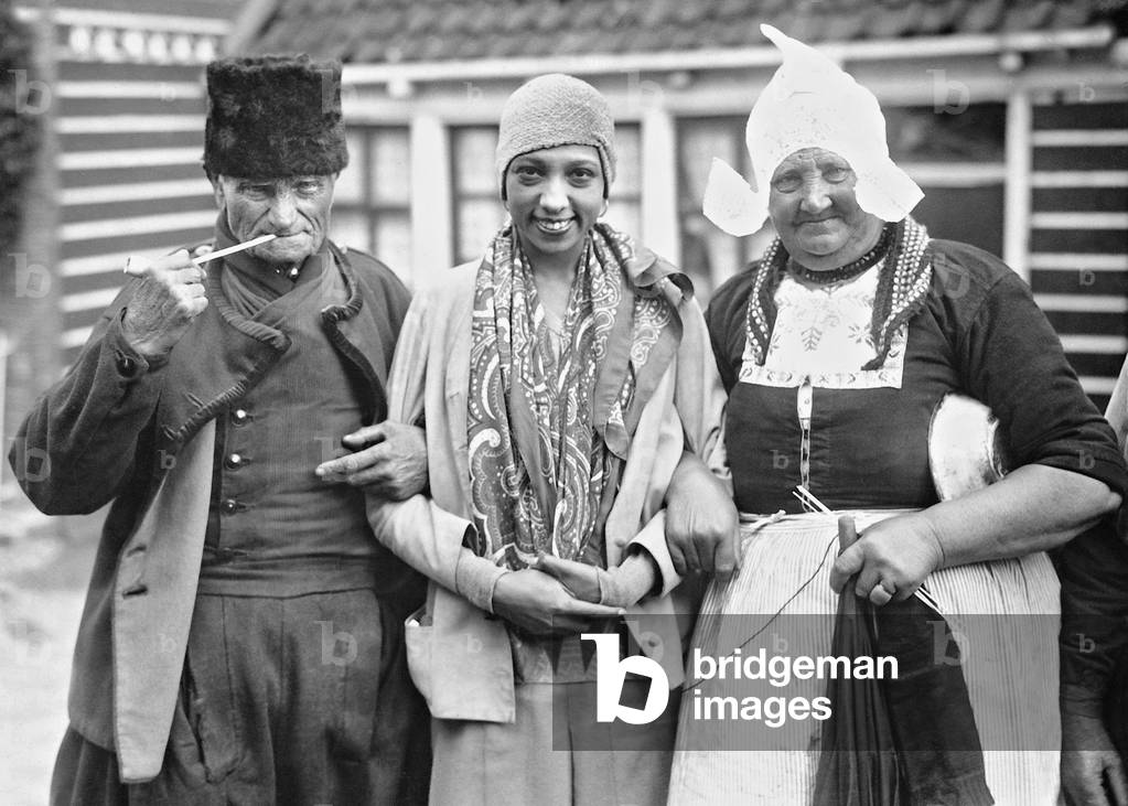 Josephine Baker during a visit to Holland, 1933 (b/w photo)