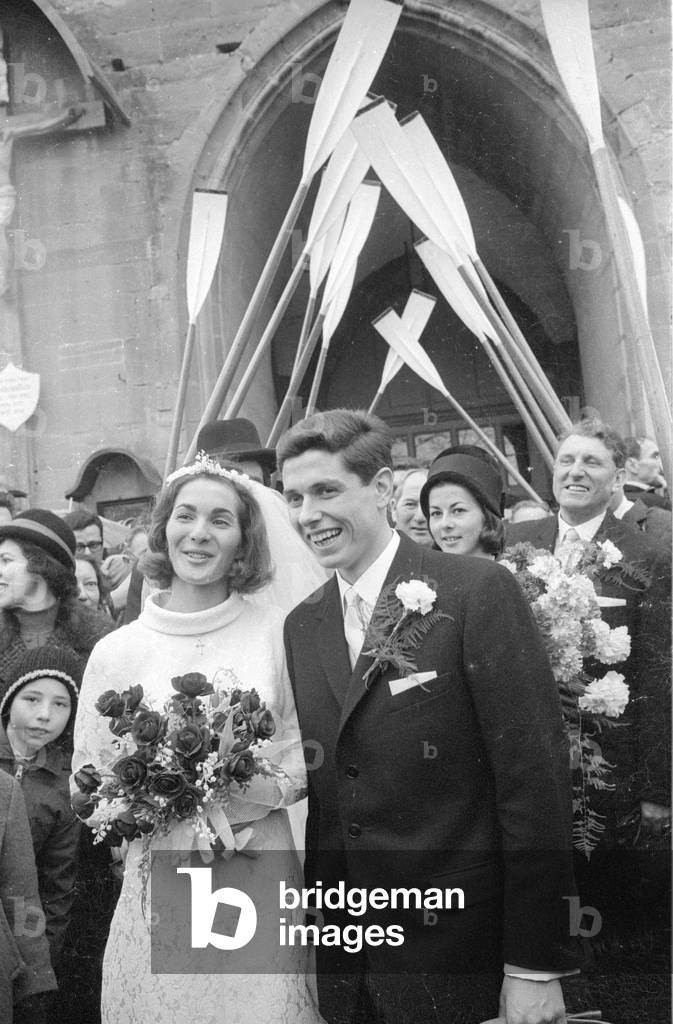 The wedding of Edith Zimmermann-Rhomberg in Bregenz, 1966 (b/w photo)