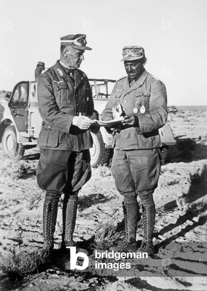 Ludwig Cruewell and Lieutenant Colonel Baierlein, 1942 (b/w photo)