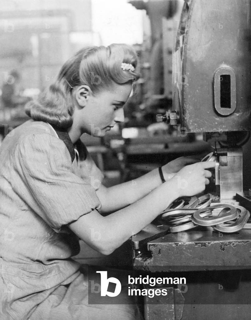 Woman in a German war factory, 1943 (b/w photo)